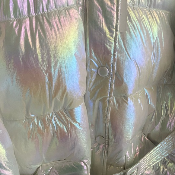 NOIZE Bonita Metallic Puffer XXL Opal Iridescent Coat BNWT Discontinued - Picture 5 of 11